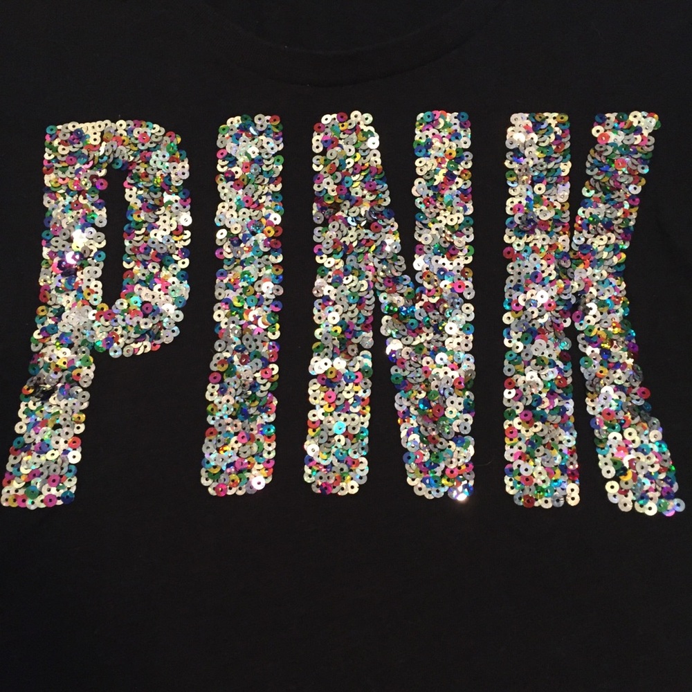 VS PINK Glitter Graphic Tee